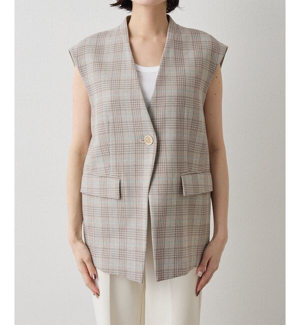  「コットンチェックジレ」|ベスト・ジレ|