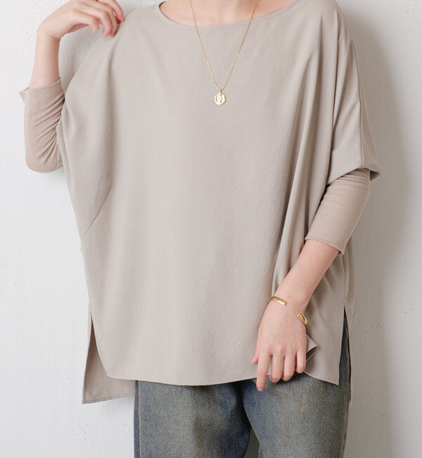  「《高機能/オールシーズン着られる》ジャージ袖リブブラウス」|シャツ・ブラウス|