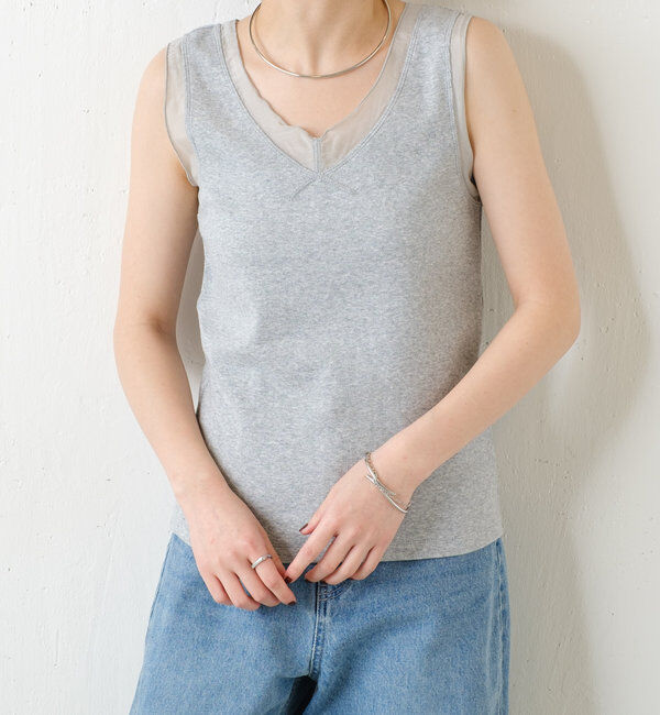  「Vネックタンクトップ」|Tシャツ・カットソー|ライトグレー