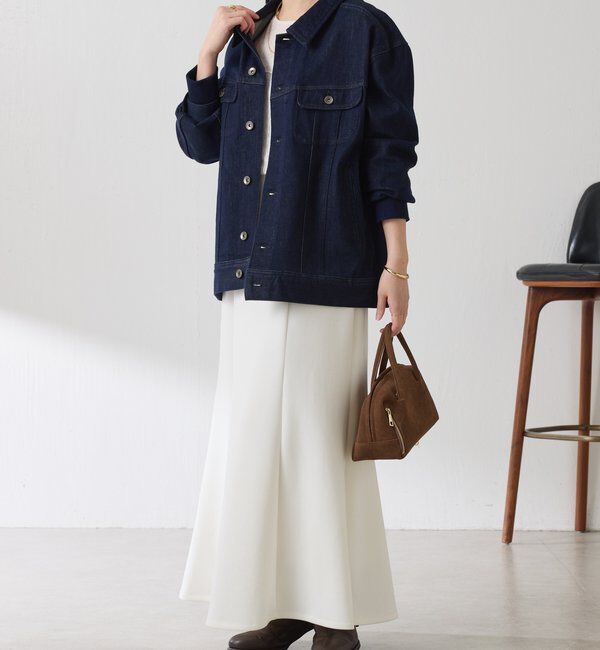  「Q.anos ストレッチリブデニムジャケット」|デニムジャケット|