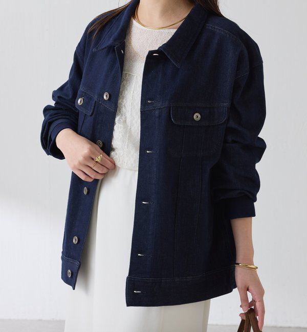  「Q.anos ストレッチリブデニムジャケット」|デニムジャケット|