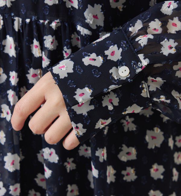  「	小花柄ラメシフォンワンピース」|ワンピース|