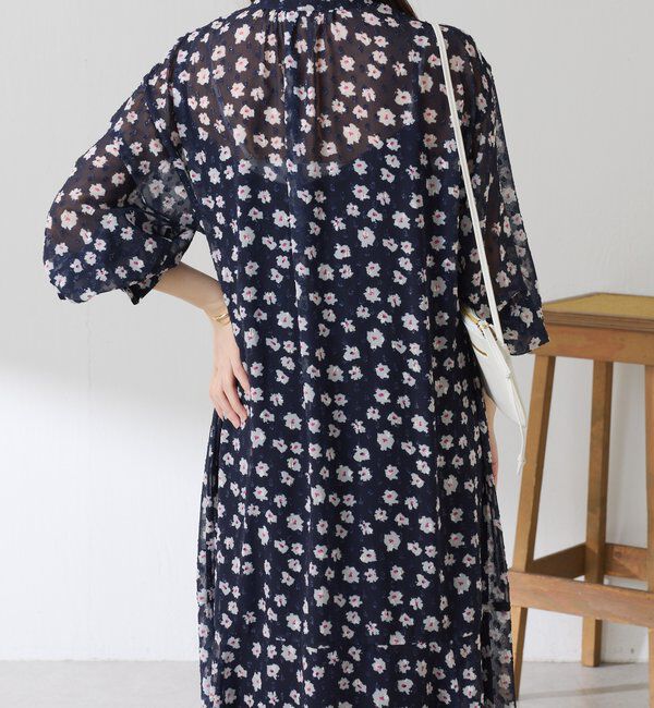  「	小花柄ラメシフォンワンピース」|ワンピース|