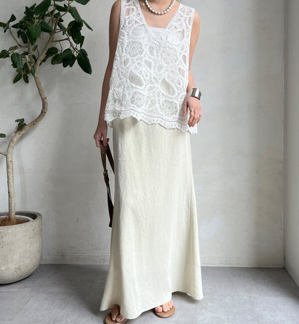  「刺繍前後2WAYレースタンク」|シャツ・ブラウス|