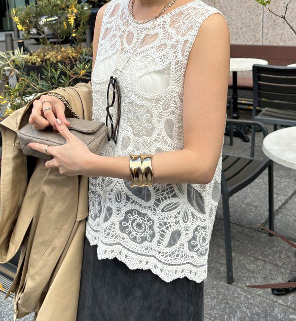  「刺繍前後2WAYレースタンク」|シャツ・ブラウス|