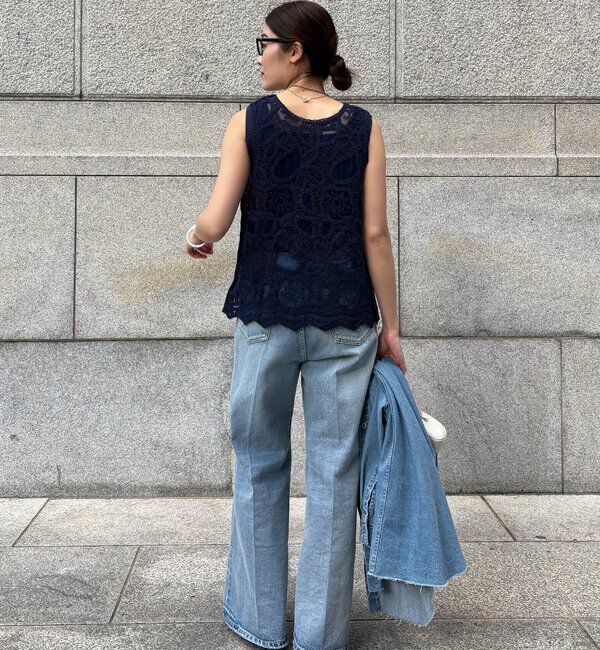  「刺繍前後2WAYレースタンク」|シャツ・ブラウス|