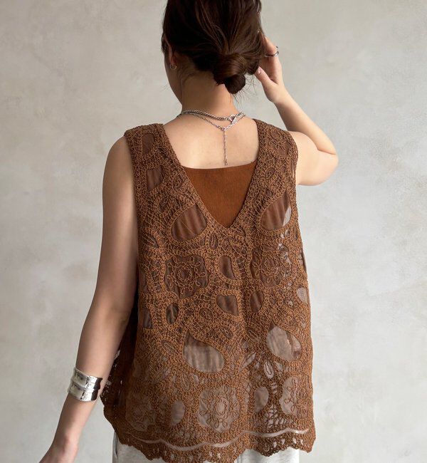  「刺繍前後2WAYレースタンク」|シャツ・ブラウス|