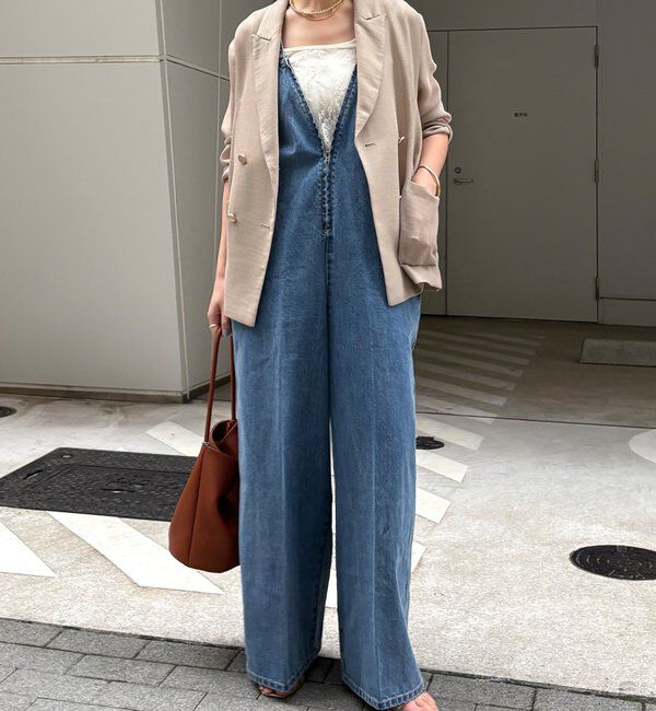  「深Vデニムサロペット」|ワンピース|