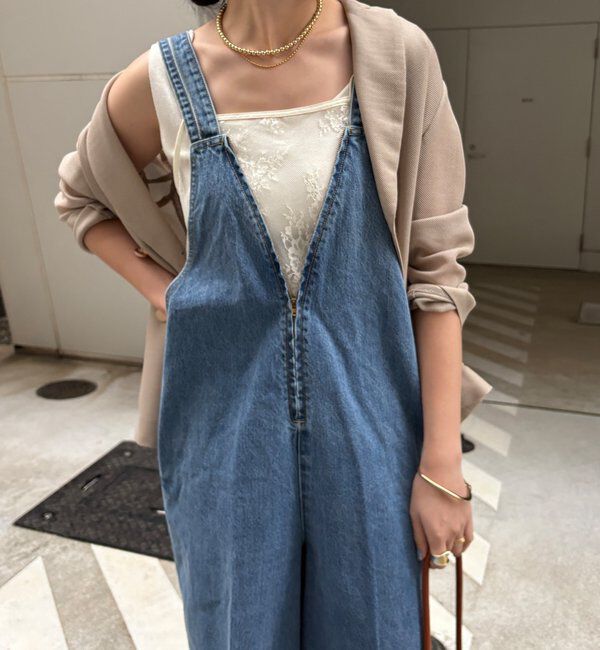  「深Vデニムサロペット」|ワンピース|