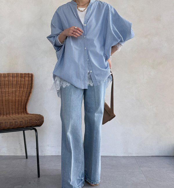  「ストライプドルマンVVシャツ」|シャツ・ブラウス|