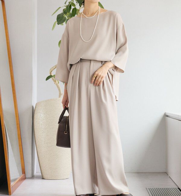  「【オケージョンや通勤に】ダブルサテンタックパンツ」|チノ|