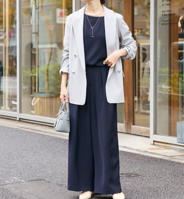  「【オケージョンや通勤に】ダブルサテンタックパンツ」|チノ|