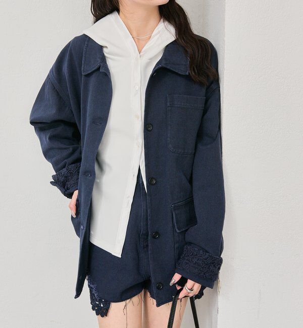  「裾レースツイルジャケット」|ブルゾン・スタジャン|