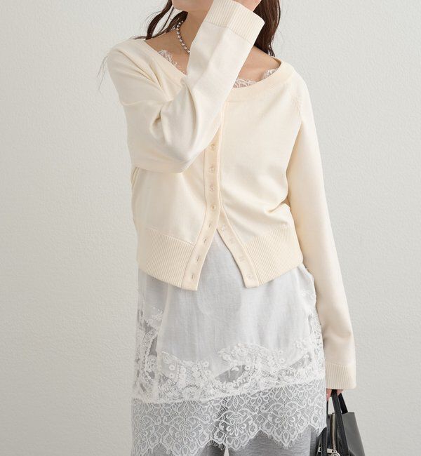  「ワイドネッククリアボタンカーディガン」|カーディガン|