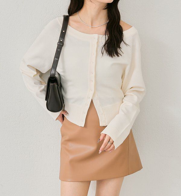  「ワイドネッククリアボタンカーディガン」|カーディガン|