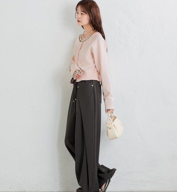  「ワイドネッククリアボタンカーディガン」|カーディガン|