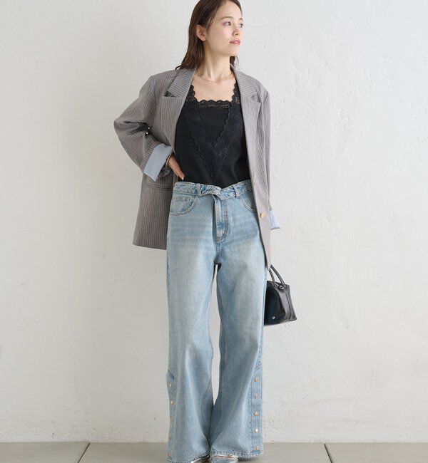  「パット付きVレースタンクトップ」|キャミソール|