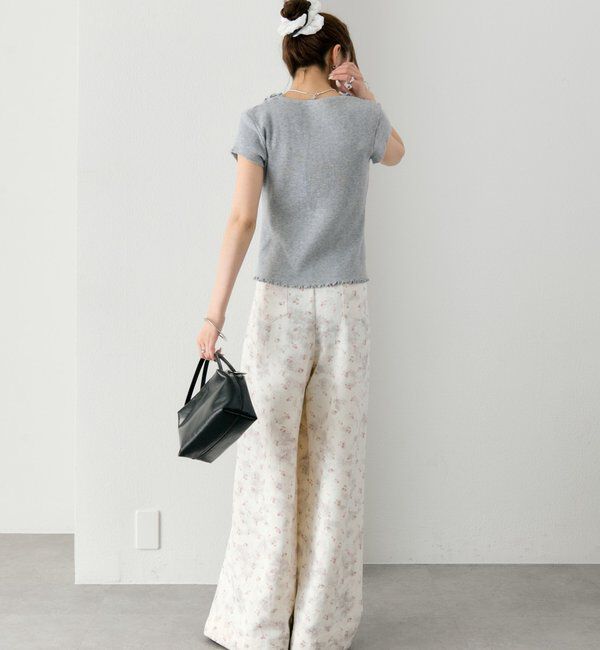  「レースドッキング半袖ニットカーディガン」|カーディガン|