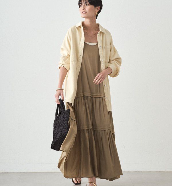  「サテンティアードキャミワンピース」|ワンピース|