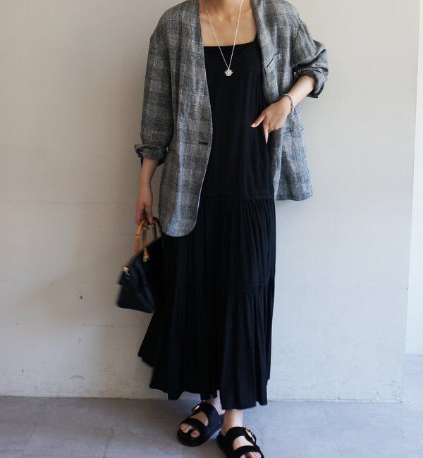  「サテンティアードキャミワンピース」|ワンピース|