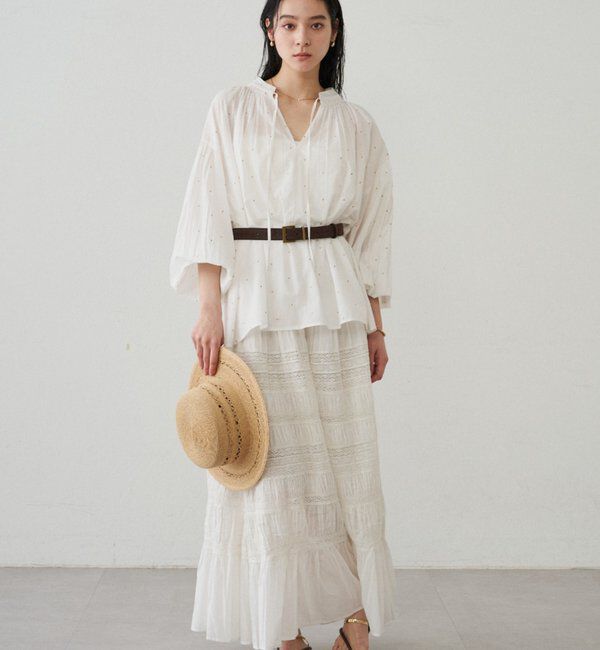  「【INDIA】ギャザーティアードレーススカート」|スカート|