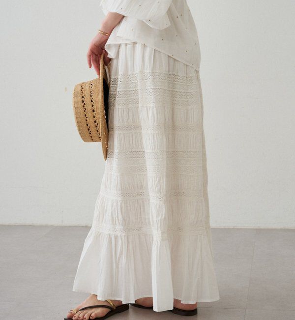  「【INDIA】ギャザーティアードレーススカート」|スカート|