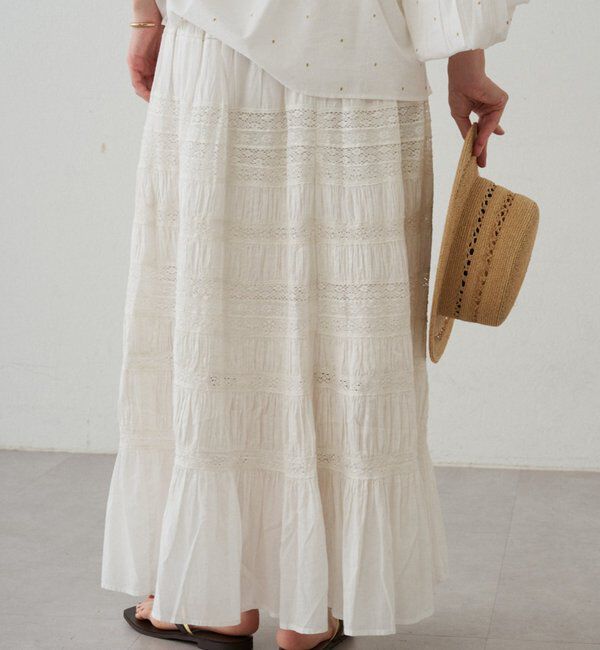  「【INDIA】ギャザーティアードレーススカート」|スカート|