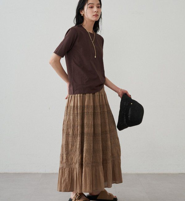  「【INDIA】ギャザーティアードレーススカート」|スカート|