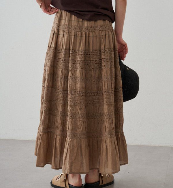  「【INDIA】ギャザーティアードレーススカート」|スカート|