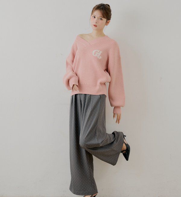  「【セットアップ対応】Vネックルーズニット」|ニット・セーター|