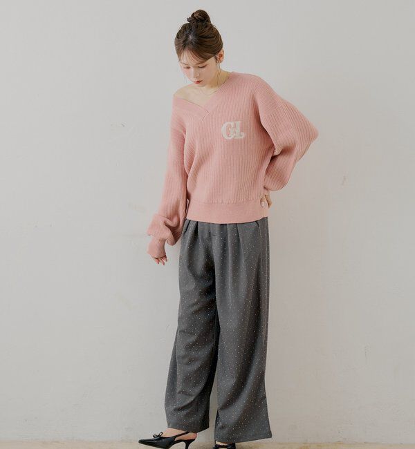  「【セットアップ対応】Vネックルーズニット」|ニット・セーター|