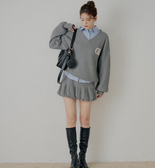  「【セットアップ対応】Vネックルーズニット」|ニット・セーター|