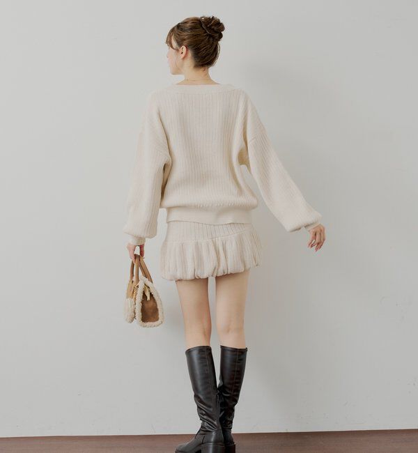  「【セットアップ対応】Vネックルーズニット」|ニット・セーター|