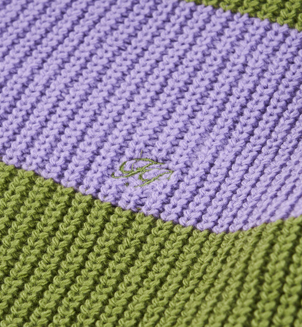  「チェッカー／ボーダー切り替えビッグニット」|ニット・セーター|