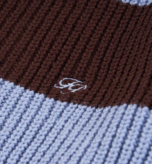  「チェッカー／ボーダー切り替えビッグニット」|ニット・セーター|