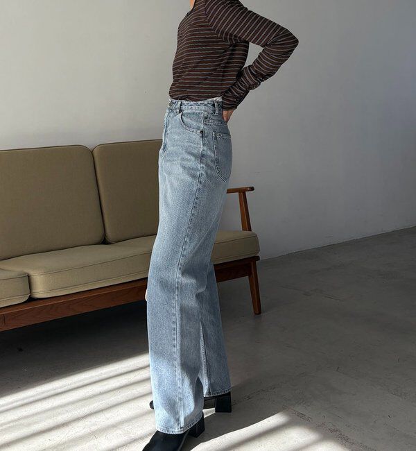  「【コラボ限定カラー/ホワイト・ベージュ】13ozハイウエストストレートデニム」|デニム|