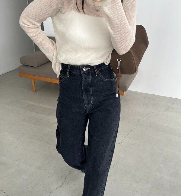  「【コラボ限定カラー/ホワイト・ベージュ】13ozハイウエストストレートデニム」|デニム|