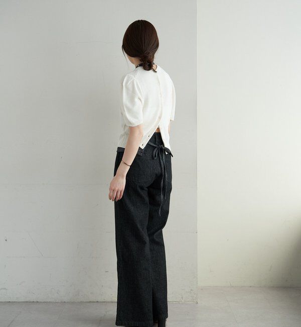  「ペーパーヤーン半袖パフニット」|カーディガン|