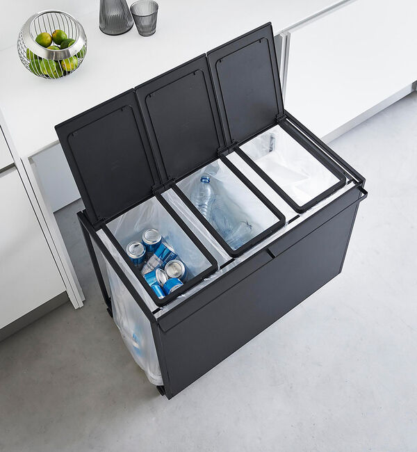 collex「【tower/タワー】蓋付き目隠し分別ダストワゴン 45L 3分別 キッチン ゴ」|食器・キッチングッズ|