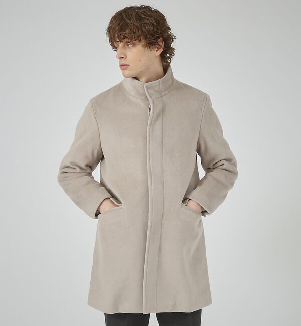 ABAHOUSE「【毛玉レス】ウール調メルトン スタンドコート」|その他|グレージュ