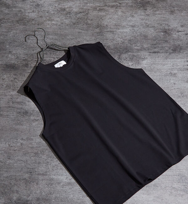 ABAHOUSE「【SORONA】接触冷感 ノースリーブ Tシャツ」|キャミソール|ブラック