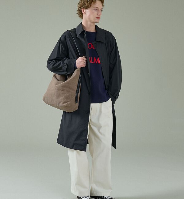ABAHOUSE「クリスピーナイロン バルカラーコート / オーバーサイズ / 軽量 ストレッチ」|ステンカラーコート|