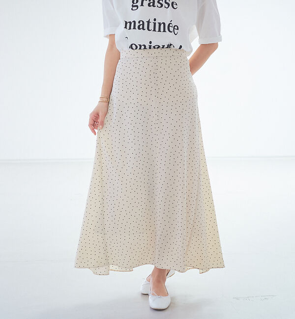 Rouge vif「ドットロングスカート」|スカート|アイボリー