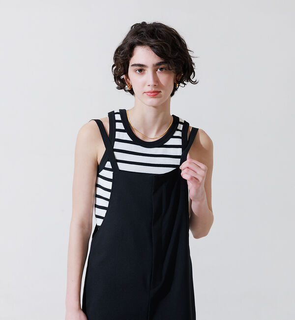 Rouge vif「リネンライクストレッチサロペット」|オールインワン|