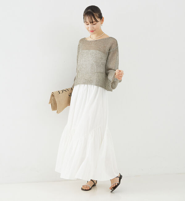 Rouge vif「コットンボイルスモッキングマキシスカート」|スカート|