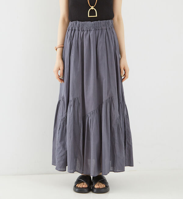Rouge vif「コットンボイルスモッキングマキシスカート」|スカート|