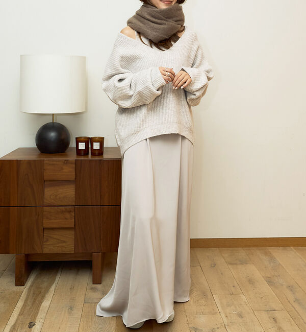 Rouge vif「【一部店舗限定】【2点セット】Vネックニット&times;キャミワンピセット」|ワンピース|グレージュ