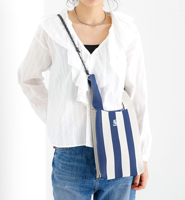 Rouge vif「【FRUIT OF THE LOOM】ストライプ ミニショルダーバッグ / ST」|ショルダー・メッセンジャー|ネイビー