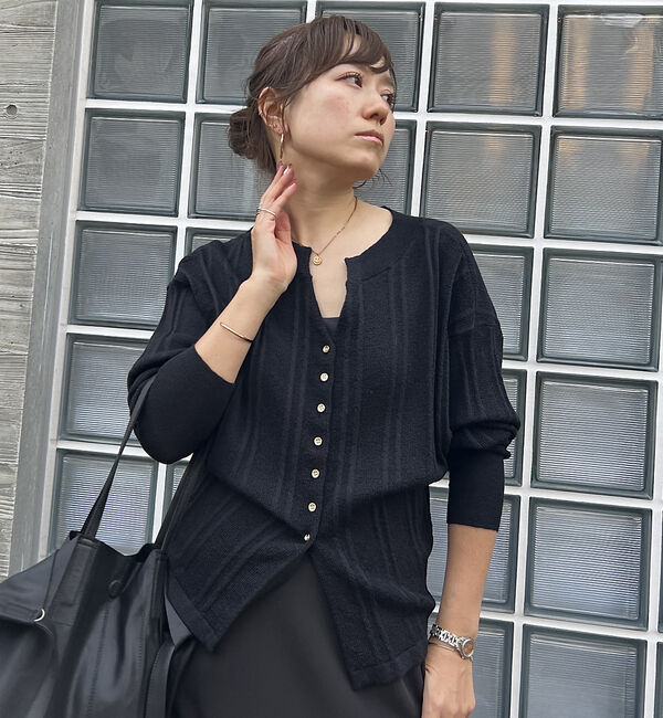 Rouge vif「変形ストライプ前後2WAYニット / カーディガン」|ニット・セーター|