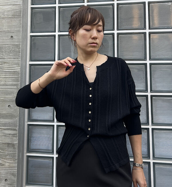 Rouge vif「変形ストライプ前後2WAYニット / カーディガン」|ニット・セーター|